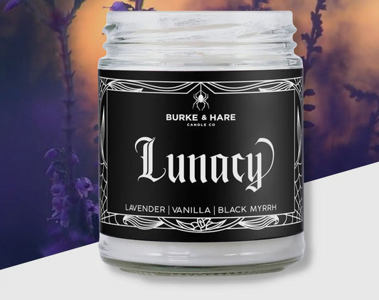 Burke &amp; Hare Co. "Lunacy" Vela de lavanda y mirra