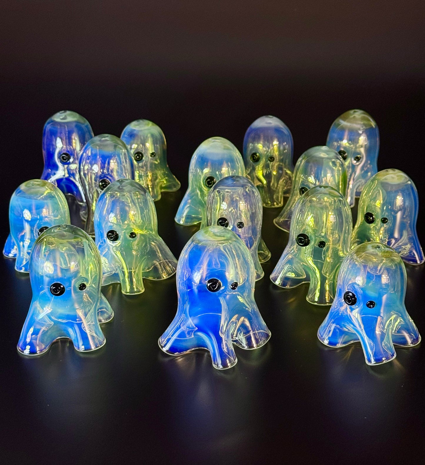 Sue Kim Little "Silver Fumed" Glass Ghosts