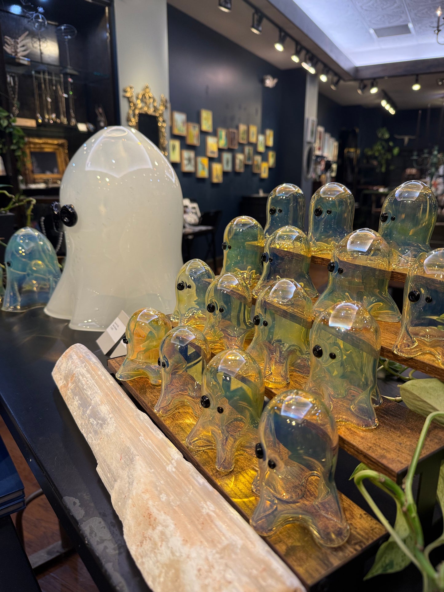 Sue Kim Little "Silver Fumed" Glass Ghosts