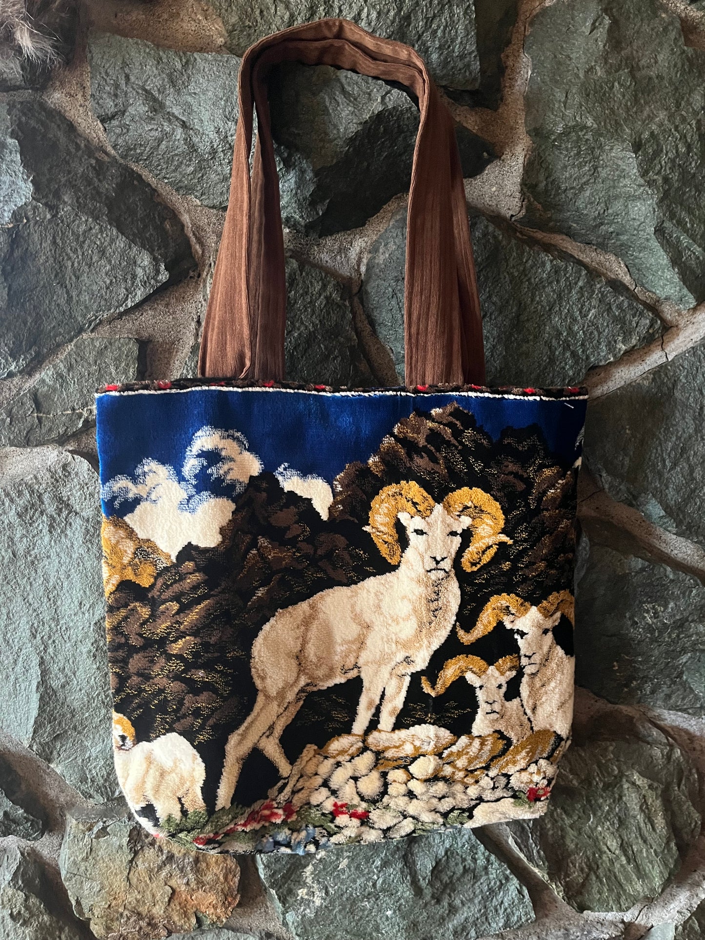 Kim McCormick “Ram” Vintage Tapestry Tote Bag