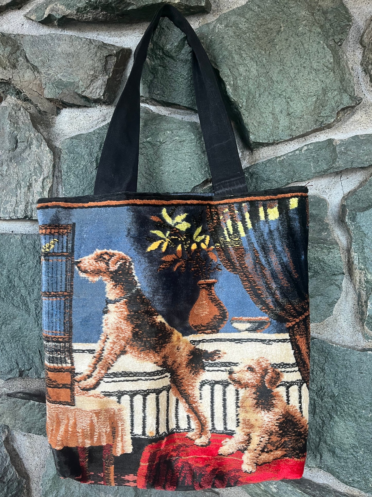 Kim McCormick “Blue Dogs” Rare Vintage Tapestry Tote Bag