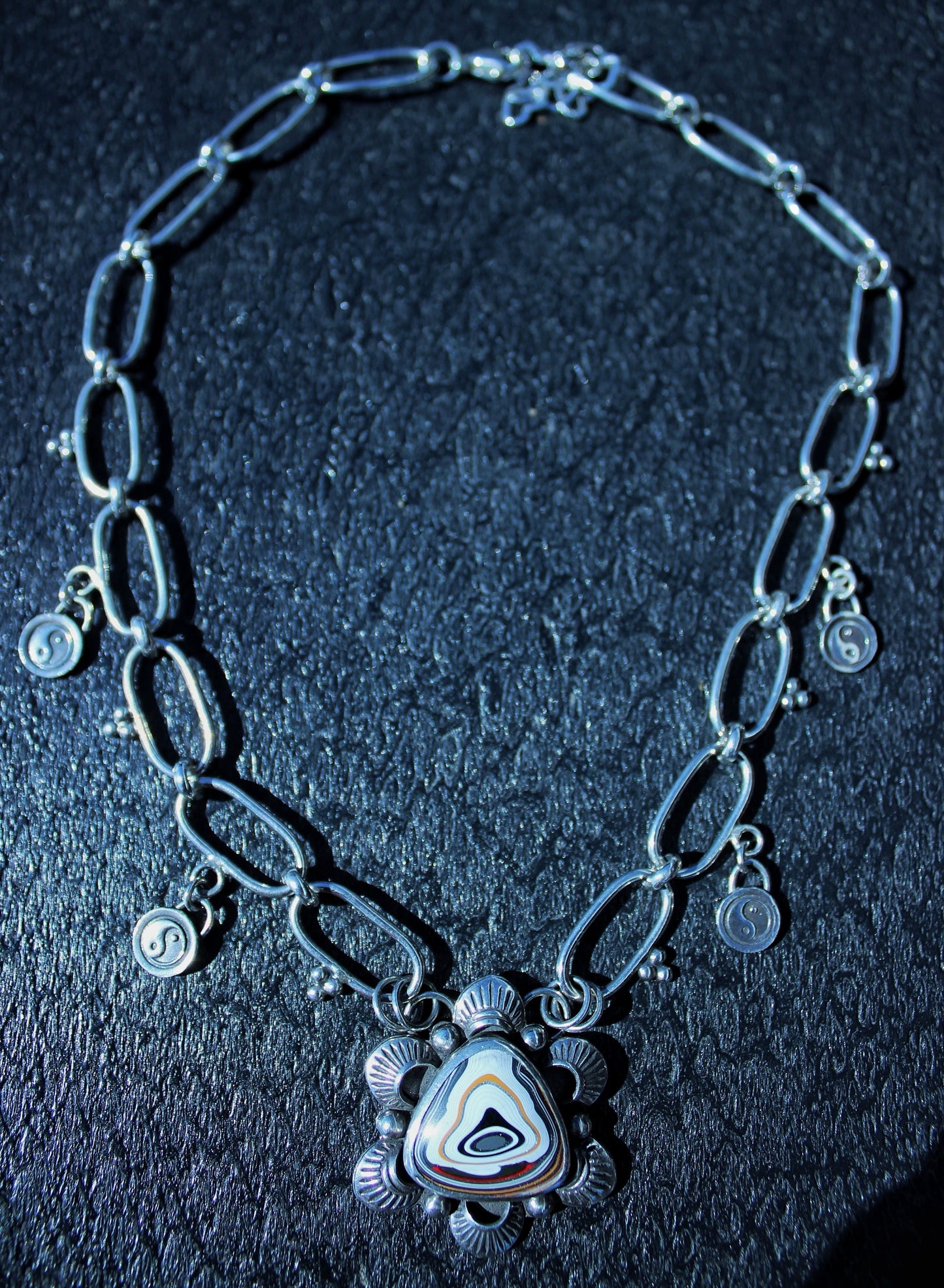 Neon Ghost "Fordite" Sterling Statement Necklace