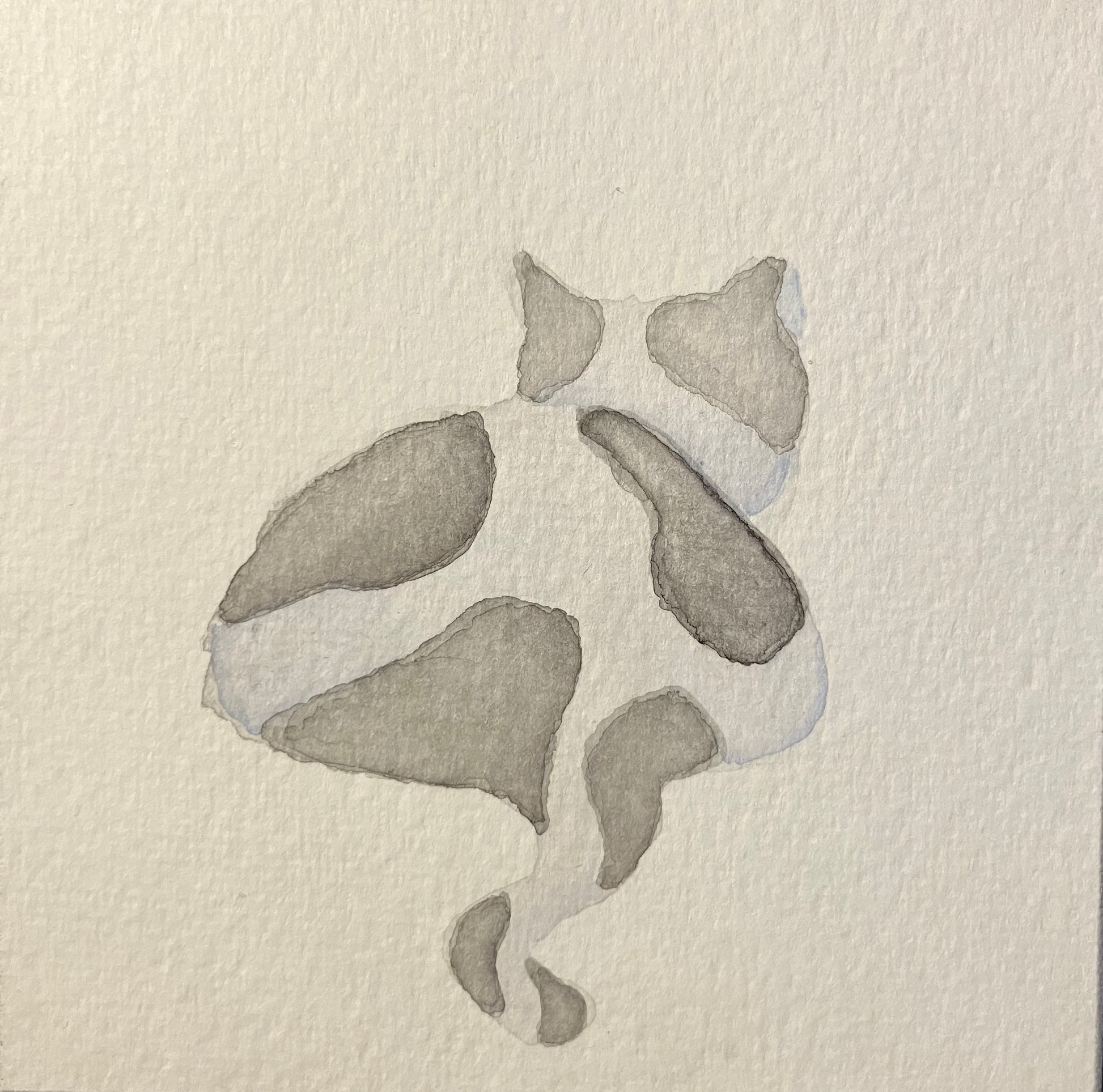 Artistic depiction of a cat on textured paper with a black border