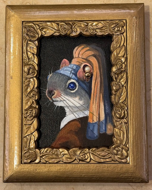 Kelly Lyles "Squirrel with a Pearl Earring (gold)"