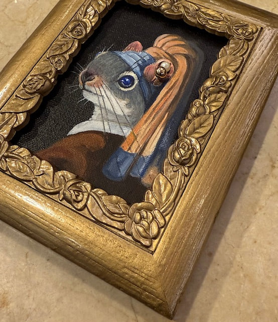 Kelly Lyles "Squirrel with a Pearl Earring (gold)"