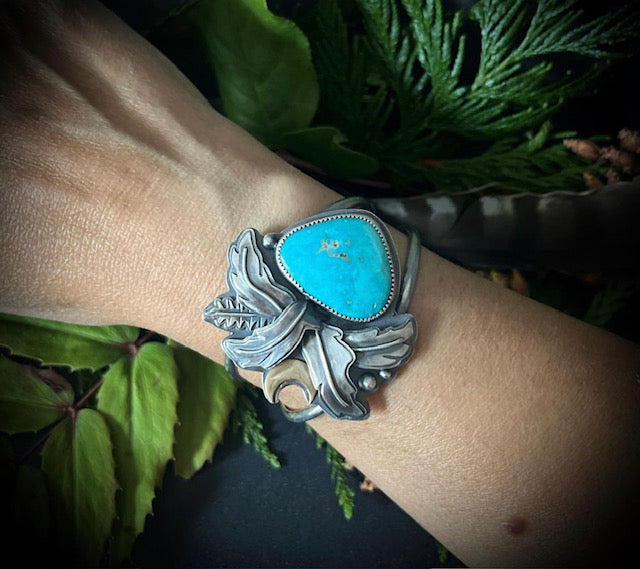 Feather + Bone "Feather Cuff w/Mountain Turquoise"