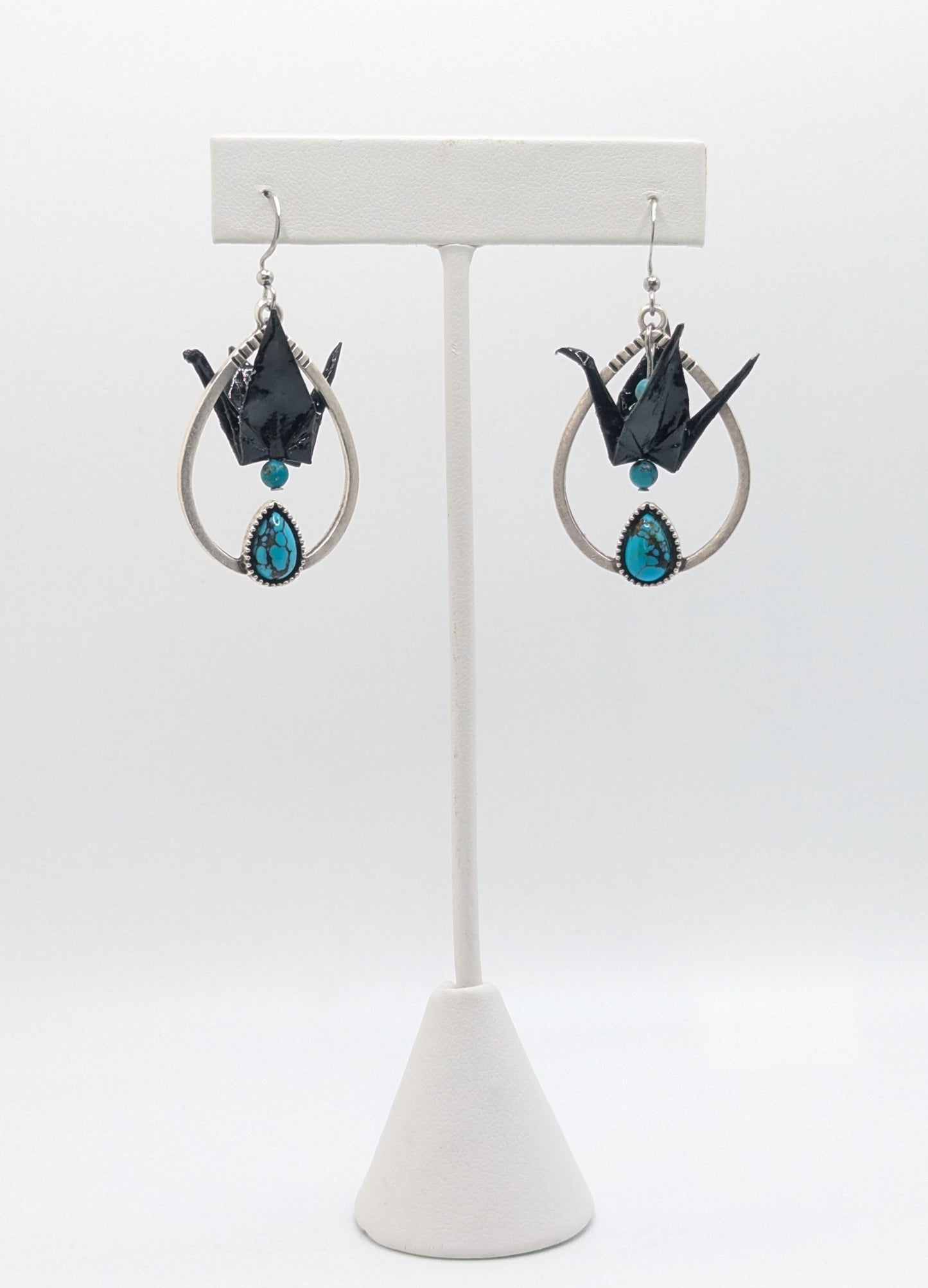 Chronic Baubles Origami Jewelry "Turquoise Raven" Earrings