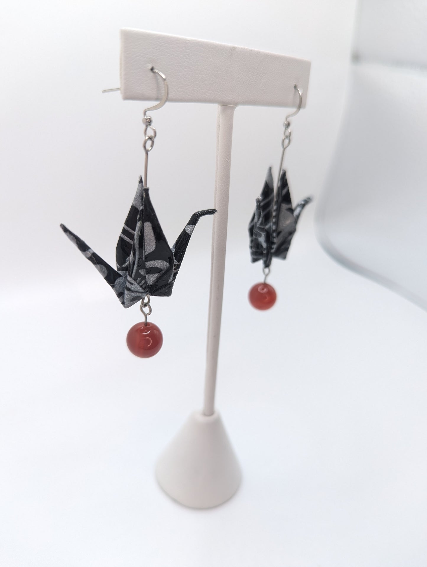 Chronic Baubles Origami Jewelry "Dark Washi Cranes" Earrings