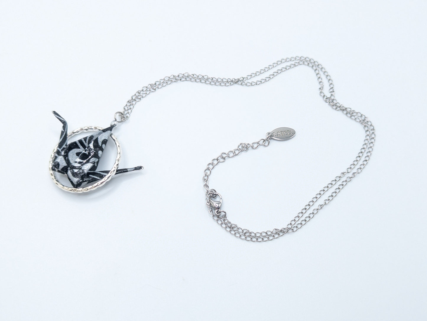 Chronic Baubles Origami "Dark Washi Crane" Necklace