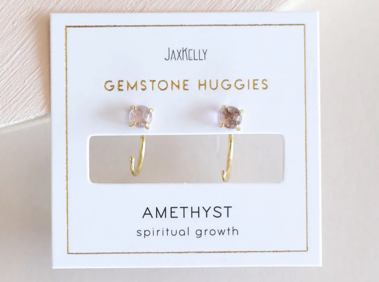 JaxKelly Amethyst Huggie Earrings