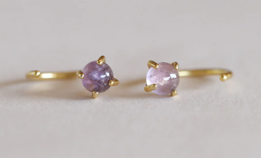 JaxKelly Amethyst Huggie Earrings