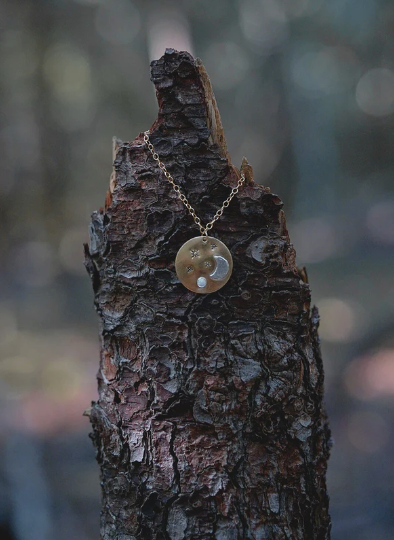 Metrix Mini Opal Moon & Star Necklace