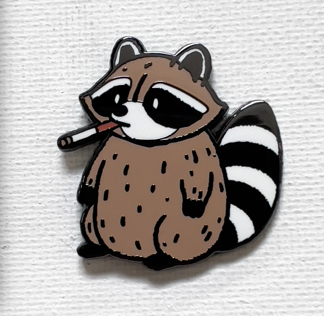 Strike Gently Co. "Cigarette Raccoon" Enamel Pin