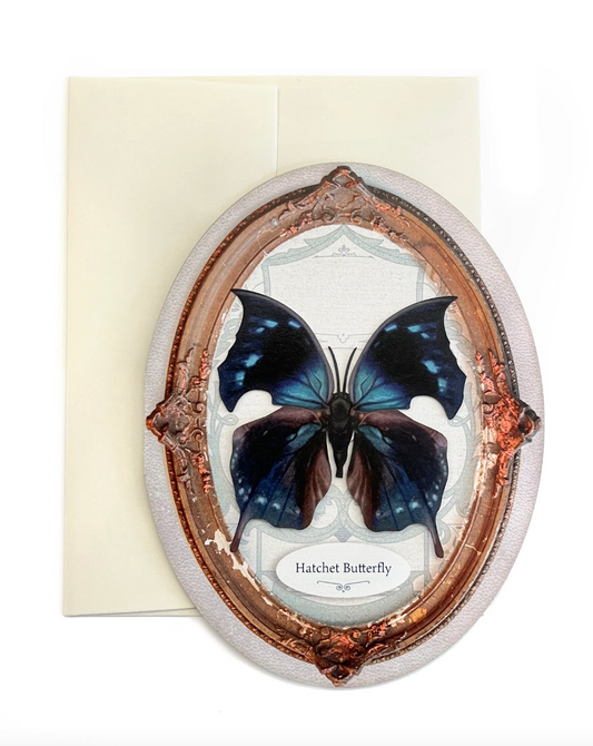 Moth & Myth "Hatchet Butterfly" Oval Greeting Card