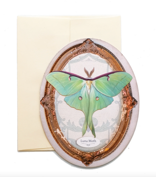 Moth & Myth "Luna Moth" Oval Greeting Card