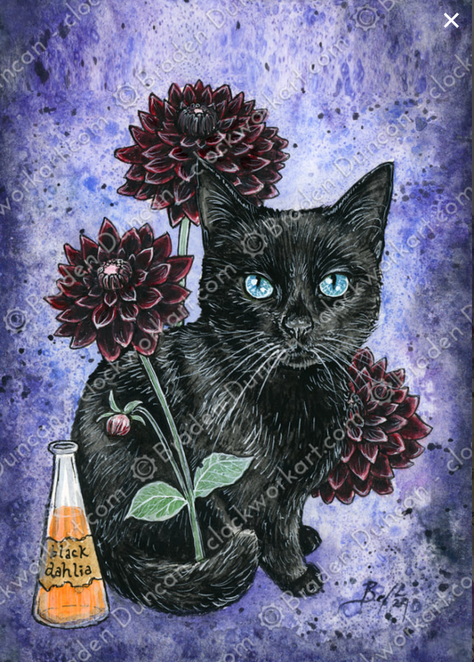 Clockwork Art "Poison Puss: Black Dahlia" Print