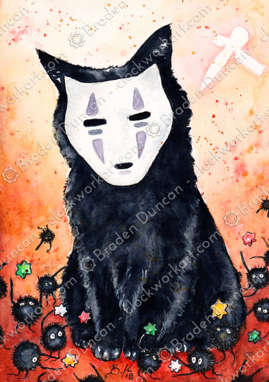 Clockwork Art "Faceless Spirit Kitten" Print
