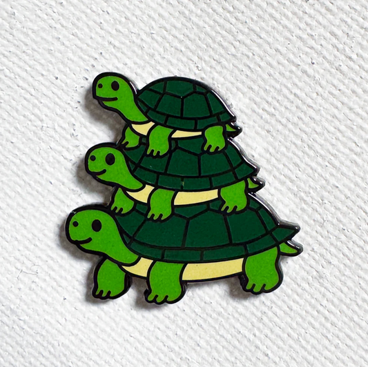 Strike Gently Co. "Turtle Stack" Enamel Pin *PRE-ORDER 12/3*