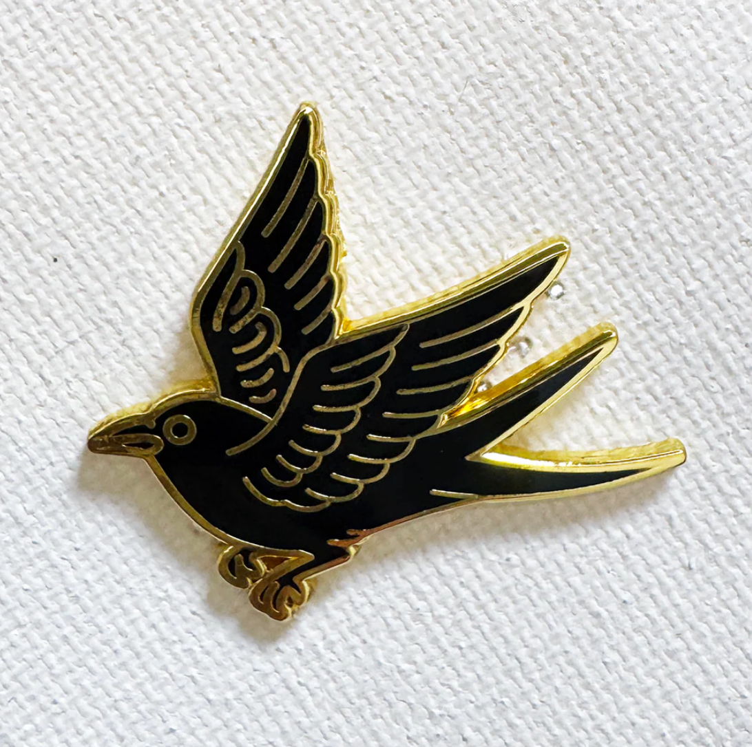 Strike Gently Co "Gold Crow" Enamel Pin