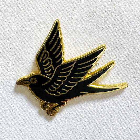 Strike Gently Co "Gold Crow" Enamel Pin