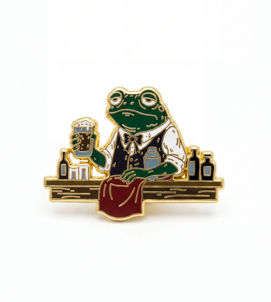 Strike Gently Co. "Frog Bartender" Enamel Pin *PRE-ORDER 6/1*