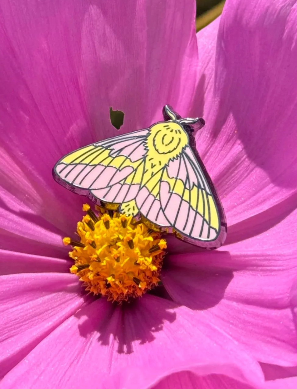 Of Moth & Flame "Rosy Maple Moth" Enamel Pin