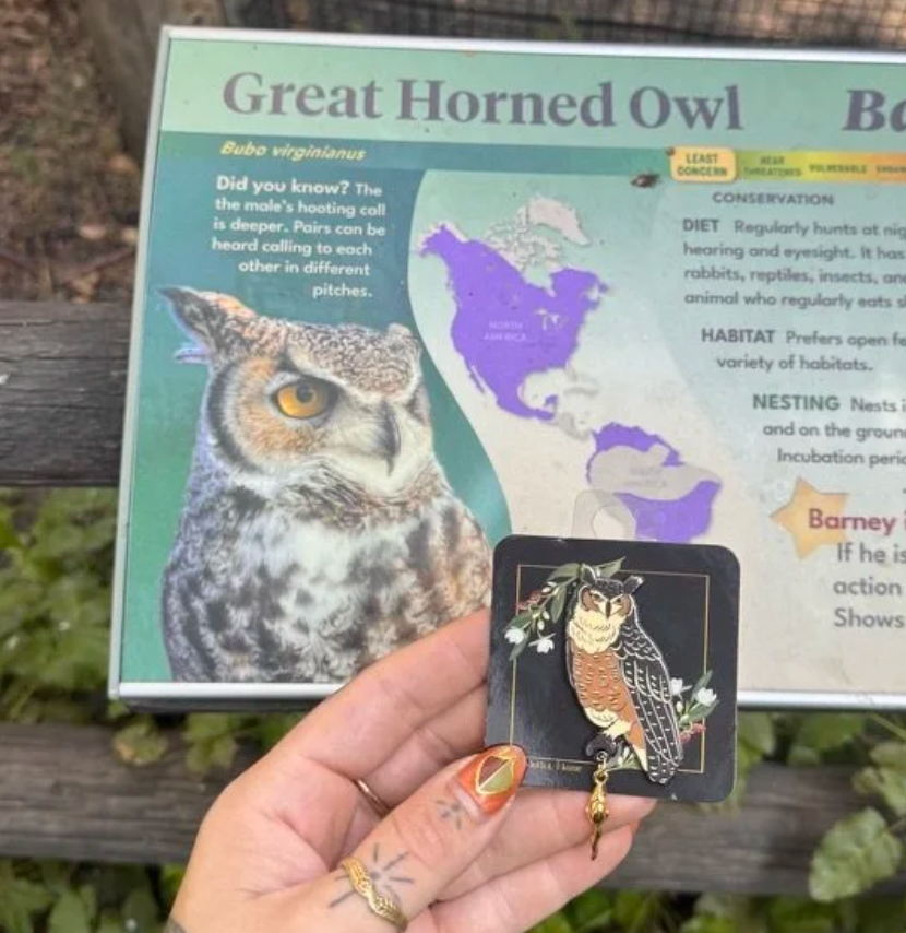 Of Moth & Flame "Great Horned Owl" Enamel Pin