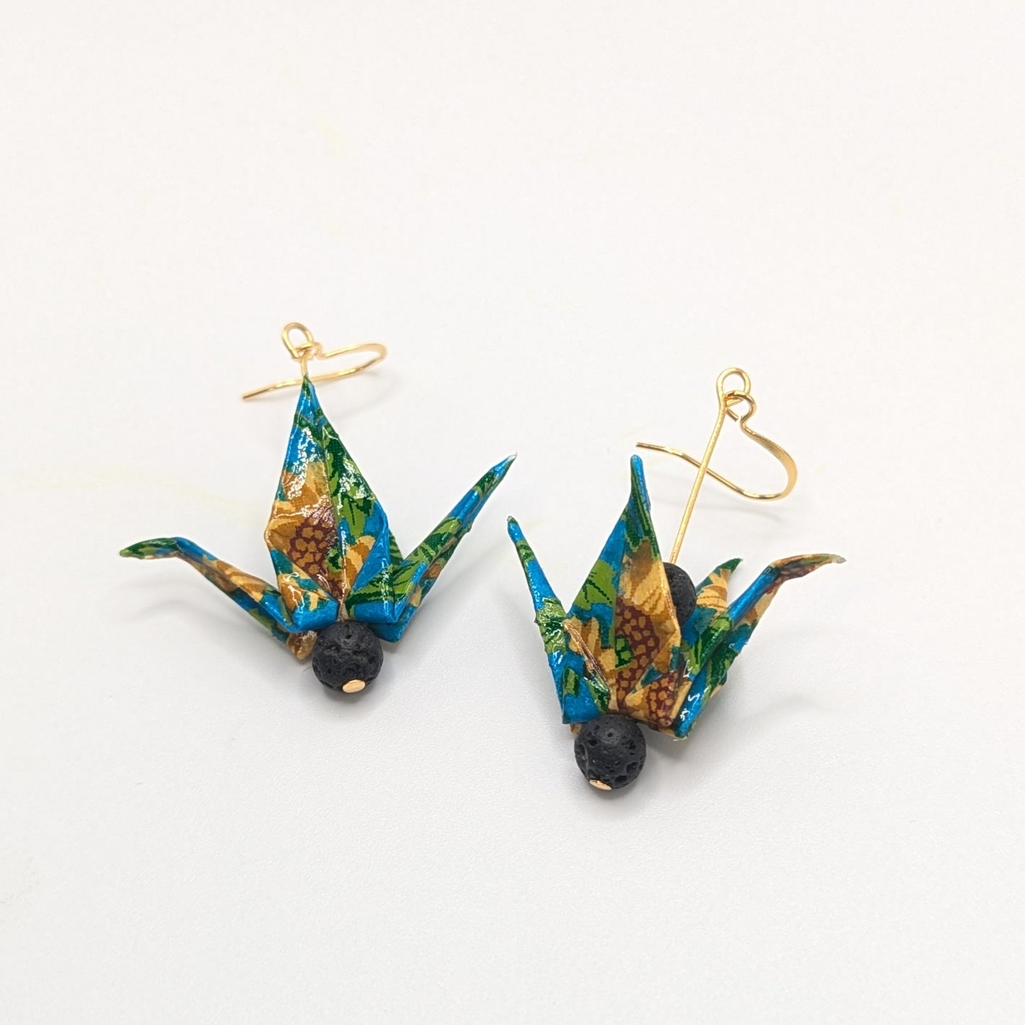 Chronic Baubles Origami Jewelry "Sunflowers" Crane Earrings