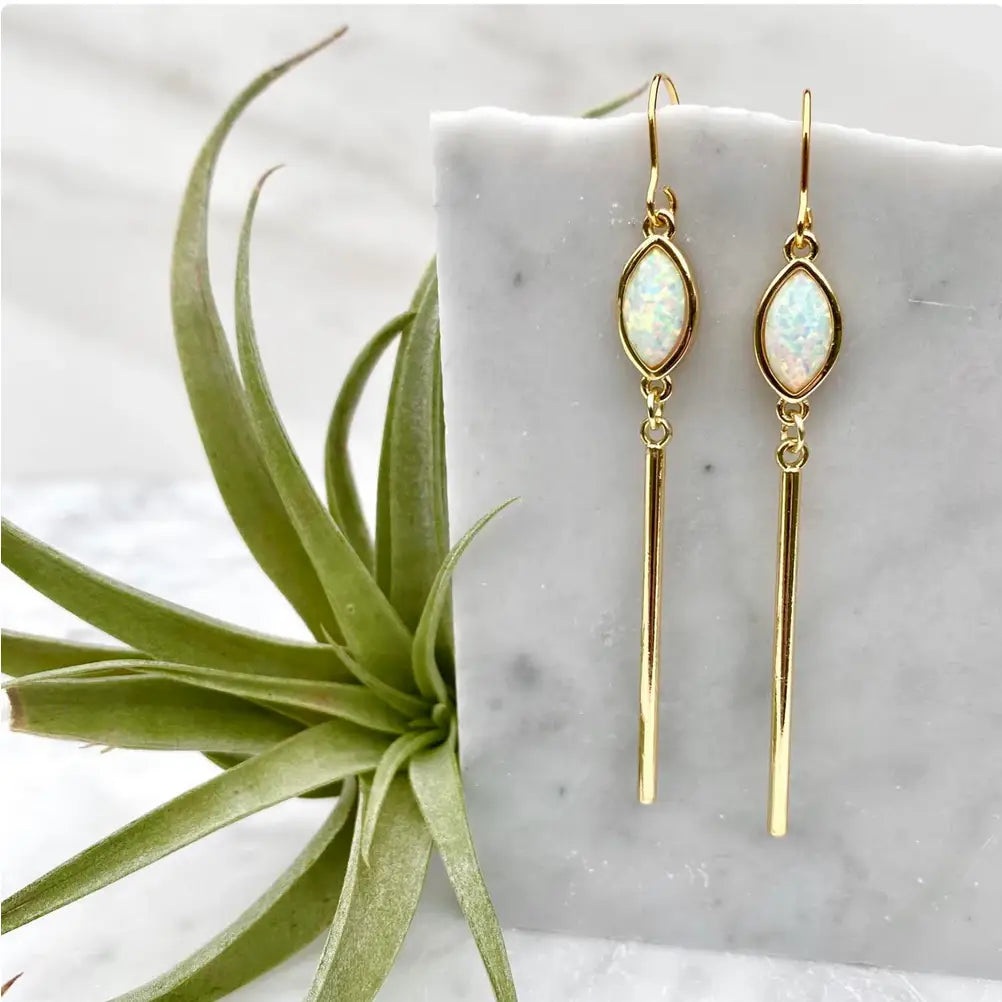 Minor Metal Opal Bar Dangle Earrings