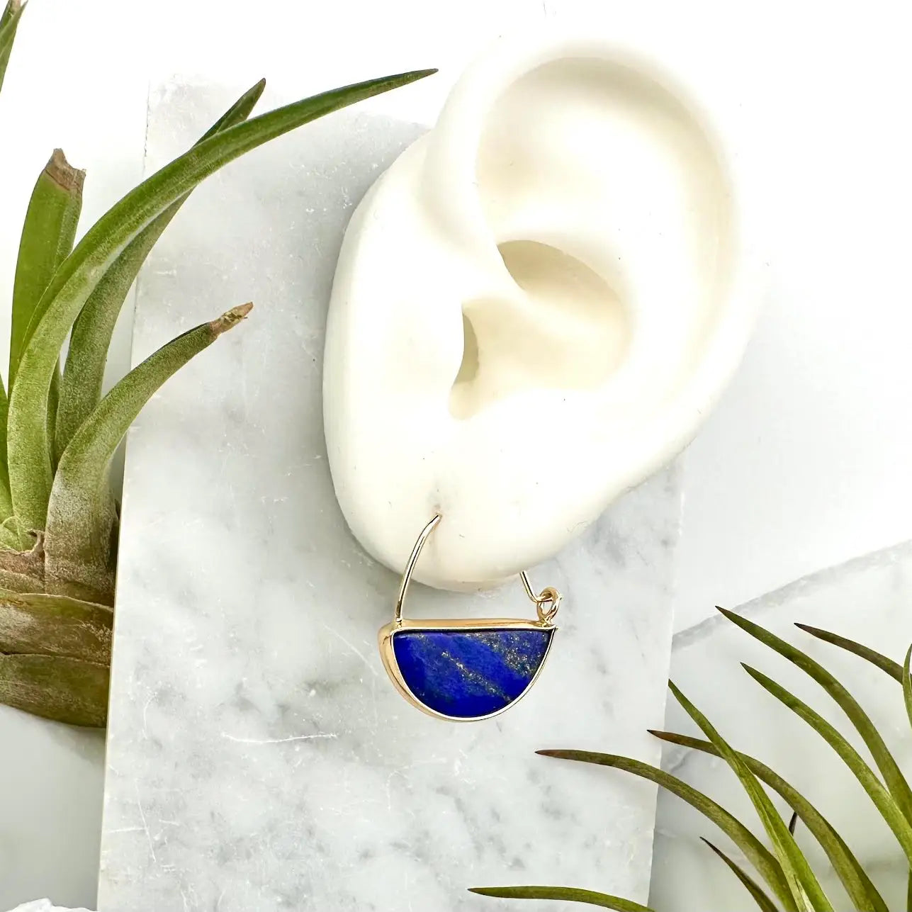 Minor Metal Lapis Lazuli Mini Hoops