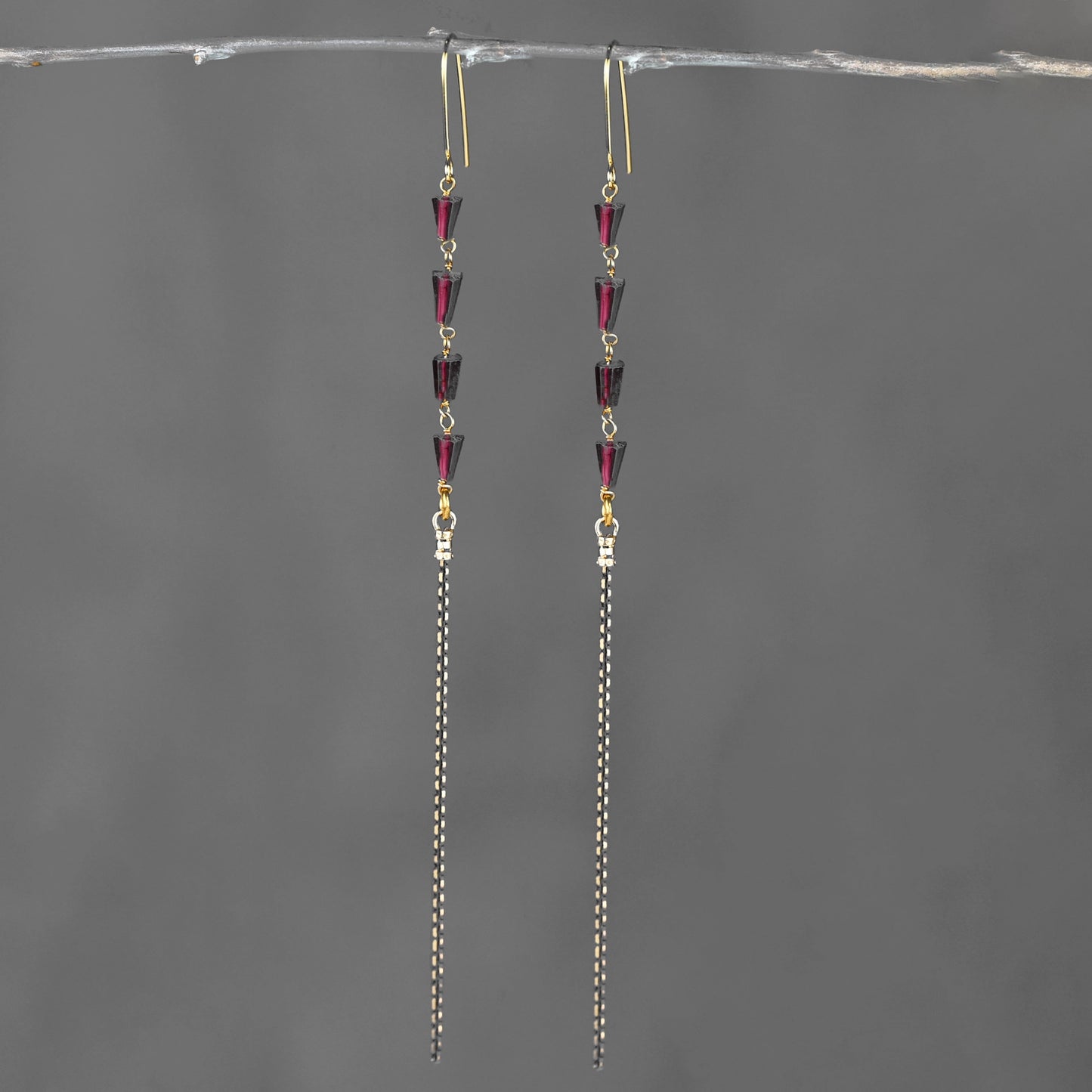 KBD Studios Four-Garnet Tassel Earrings *PRE-ORDER 10/15*