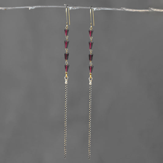 KBD Studios Four-Garnet Tassel Earrings *PRE-ORDER 10/15*