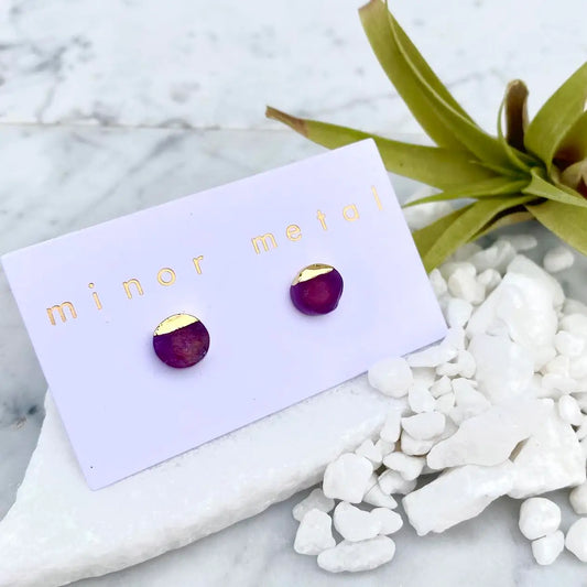 Minor Metal Amethyst Circle Studs
