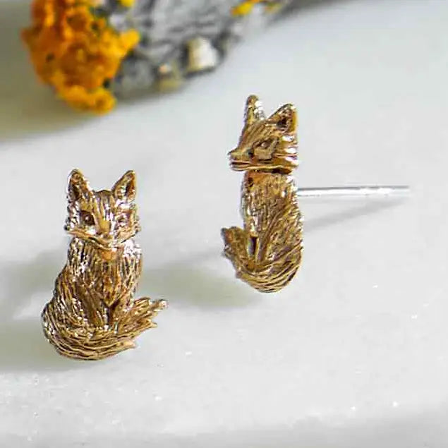 Nina Designs Bronze Fox Post Earrings