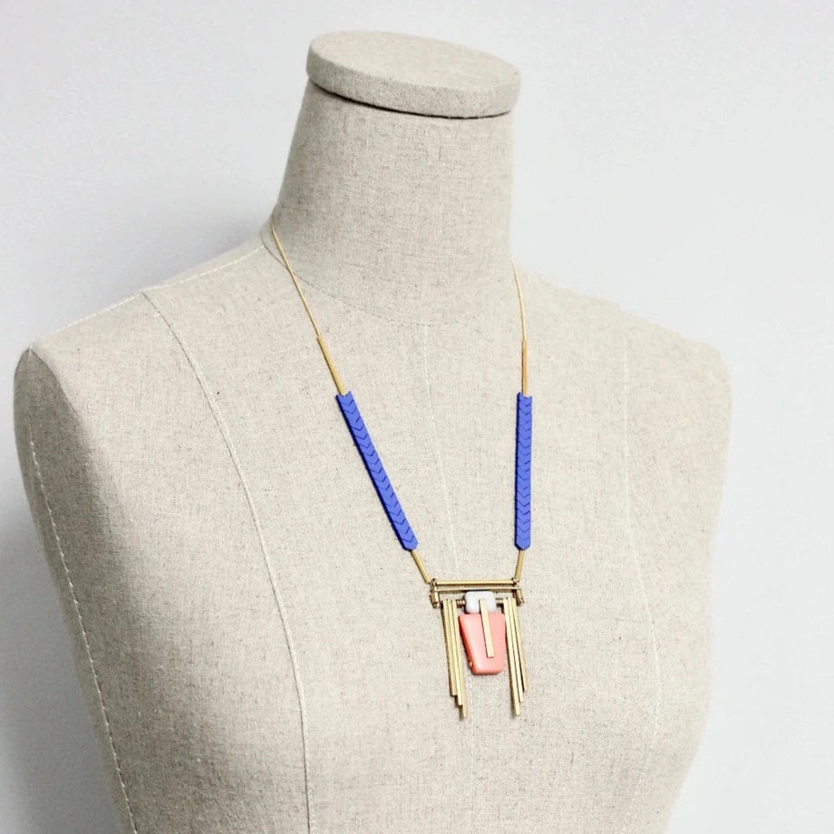 David Aubrey "Art Deco Acrylic & Magnesite" Necklace