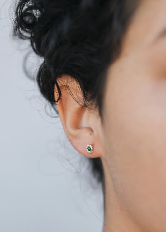 JaxKelly Malachite Sun Stud Earrings