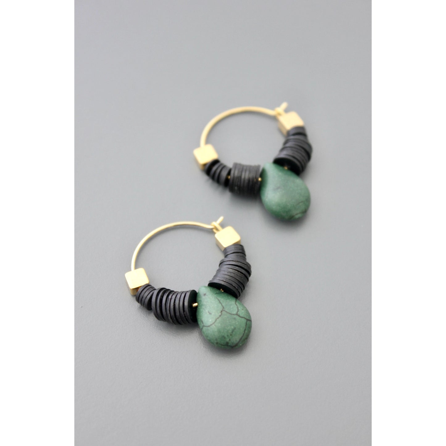 David Aubrey "Green Magnesite" Teardrop Hoops *Pre-Order*