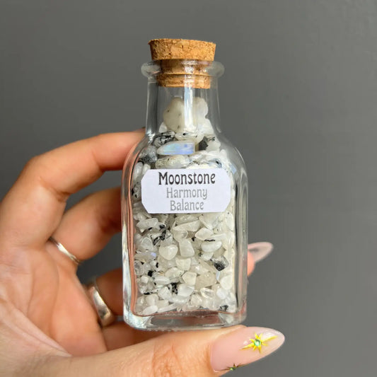Moonstone Mineral Chip Jar