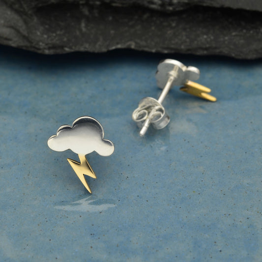 Nina Designs Silver Cloud & Lightning Studs