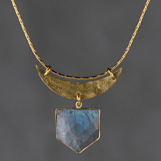 KBD Studios Hammered Moon & Stone Necklace *PRE-ORDER 10/15*