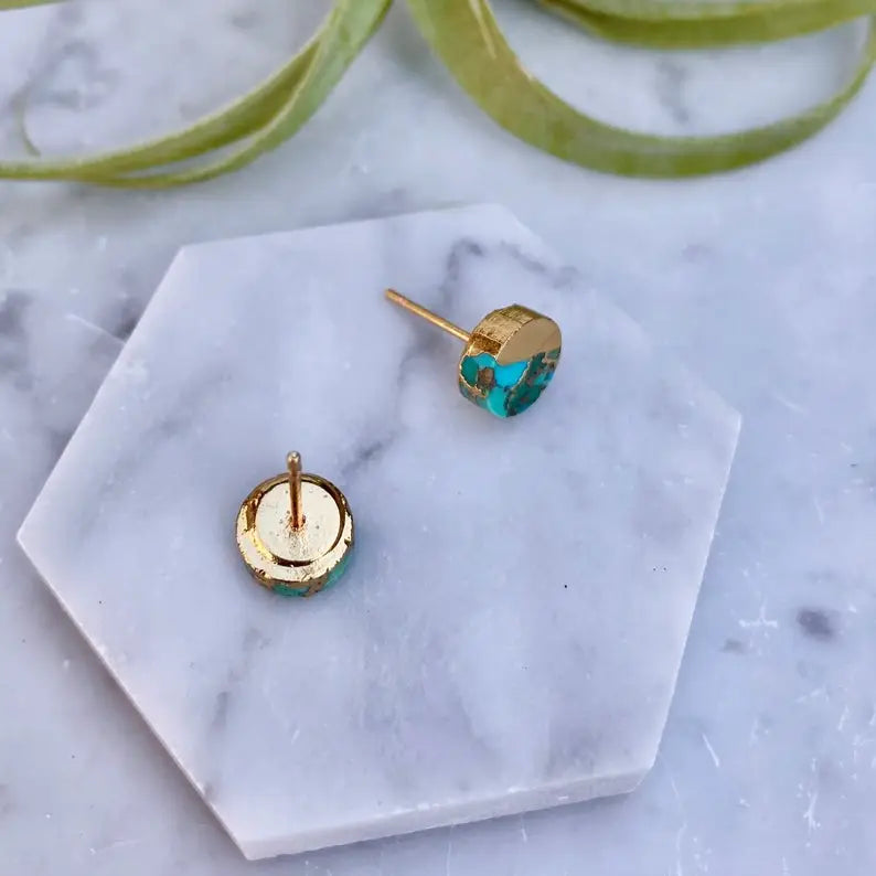 Minor Metal Raw Turquoise Circle Studs