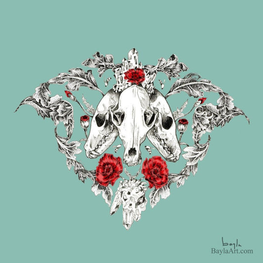 Bayla Arietta "Fox Skull and Poppies"