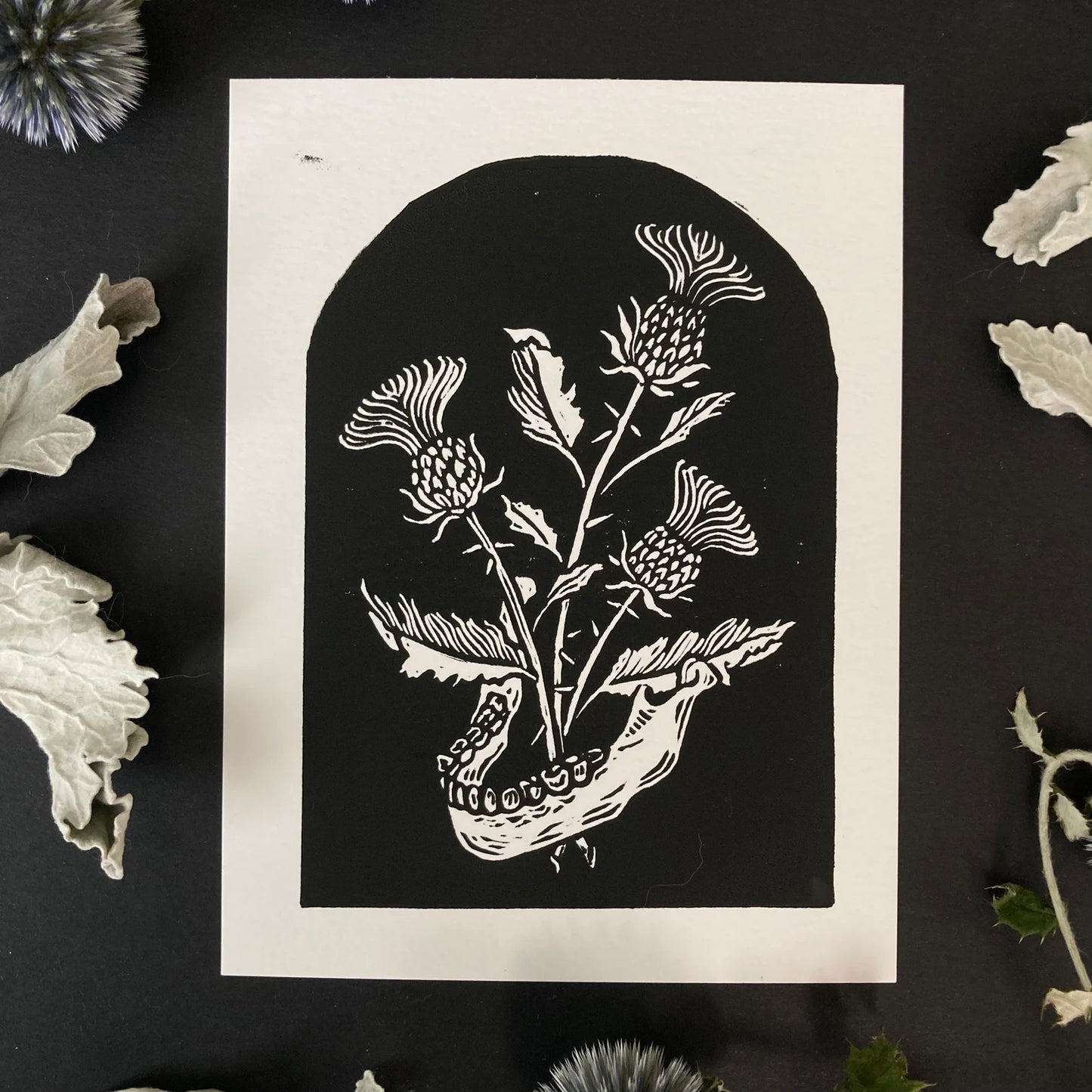 Moth & Bone "Silence" Linocut Print