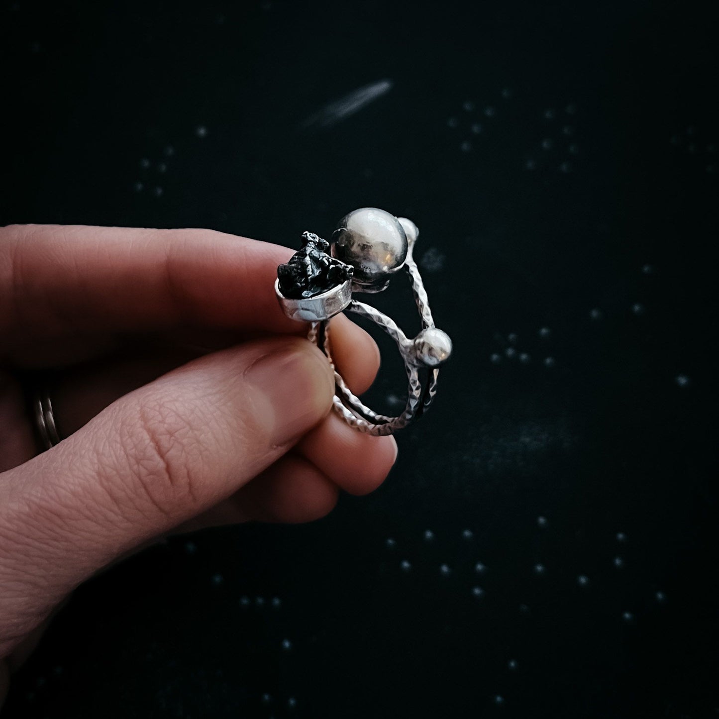 Yugen "Orbiting Bodies" Ring with Raw Authentic Meteorite