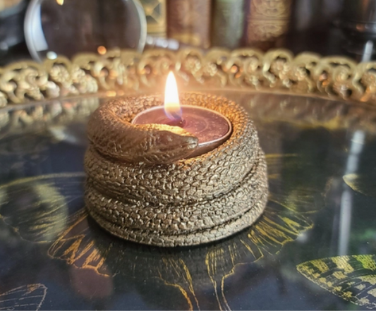 Curio Resins Bronze Snake Tea Light / Object Holder