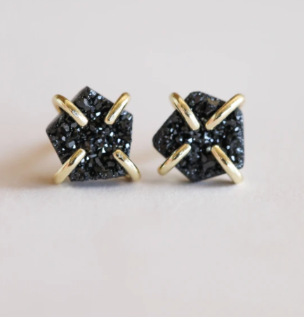 JaxKelly Black Gemstone Prong Earrings