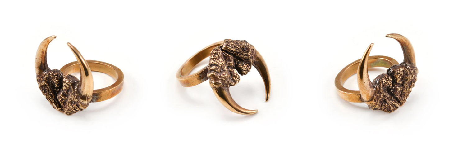 Eilisain "The Hunted II" Bronze Double Owl Talon Ring