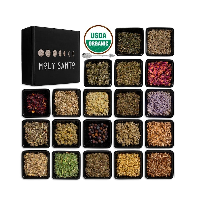 Spiritual Herb Kit - 20 Ritual Herbs w/Crystal Spoon